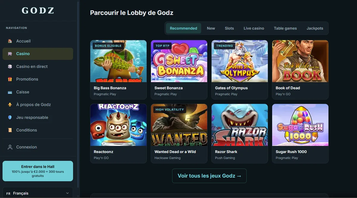 Godz page d'accueil casino en ligne petit dépôt