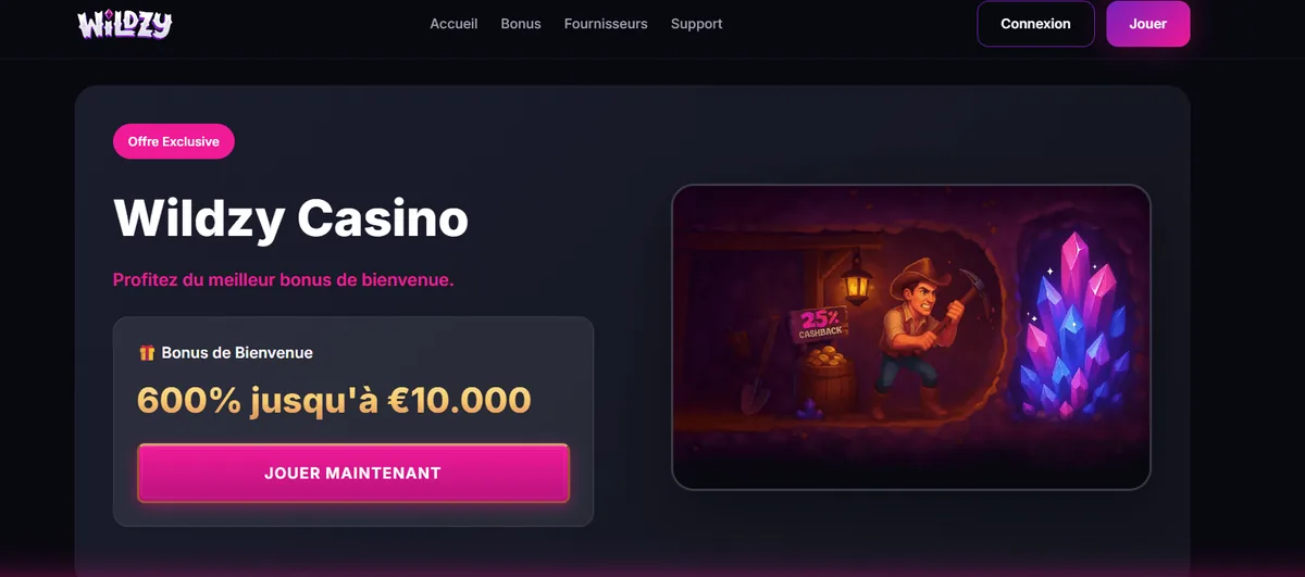Wildzy page d'accueil casino en ligne petit dépôt